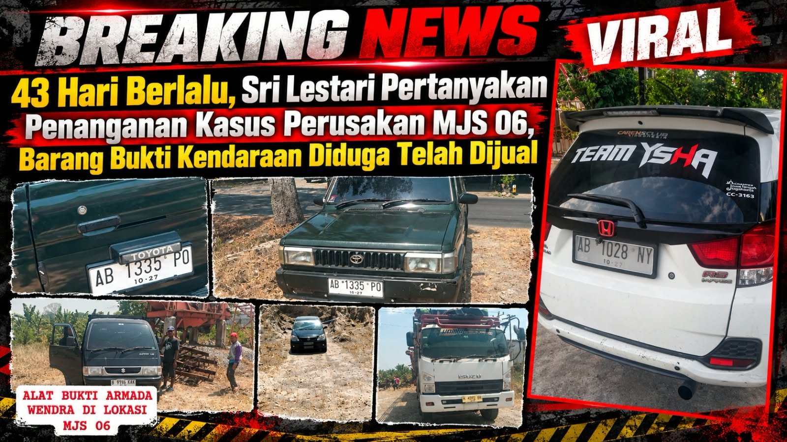 Belum Ada Kejelasan Setelah 43 Hari, Sri Lestari Soroti Dugaan Penjualan Kendaraan Terkait Kasus MJS 06